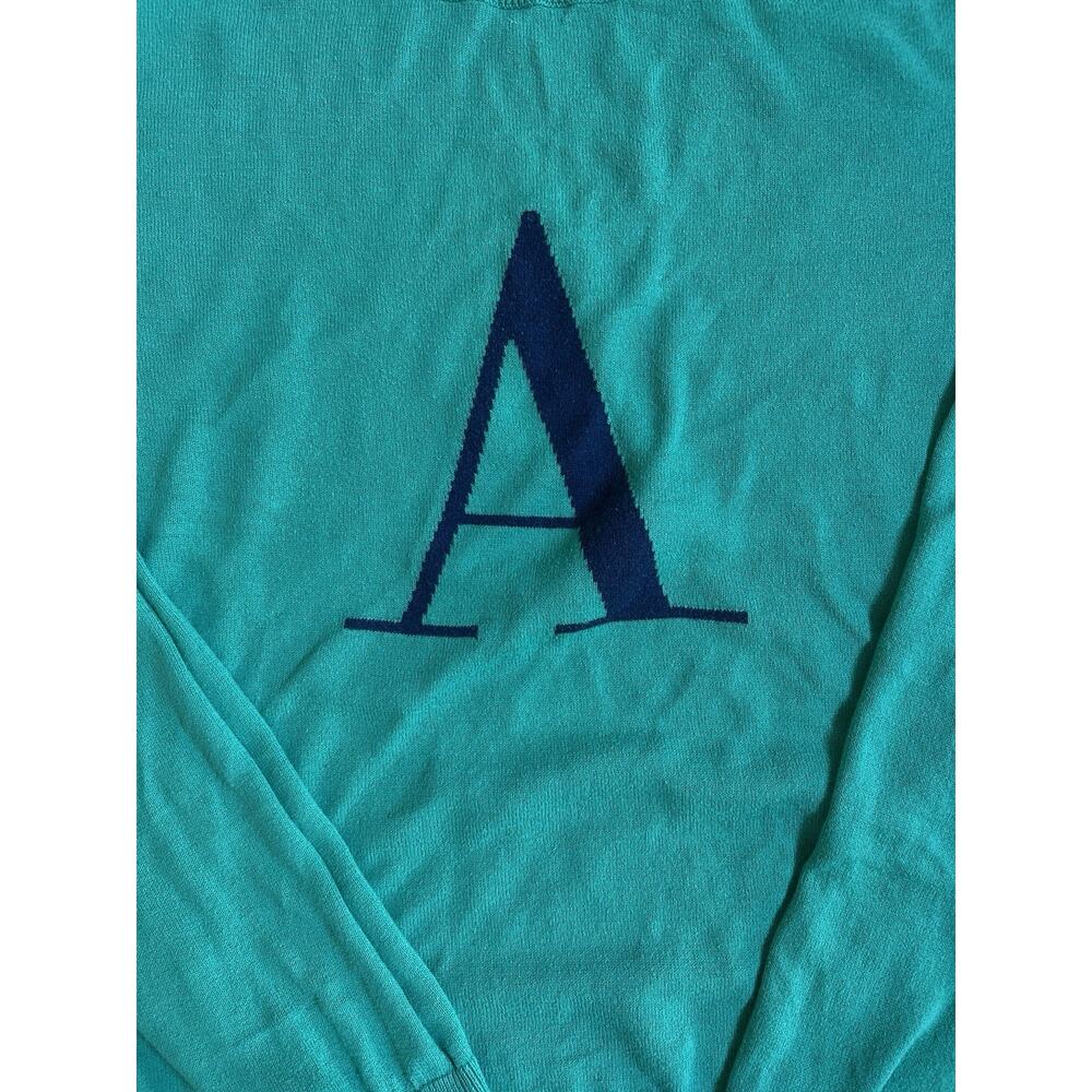 Old Navy Green L Navy Blue Initial Sweater Lightweight Women's A Pre-owned - Picture 2 of 7